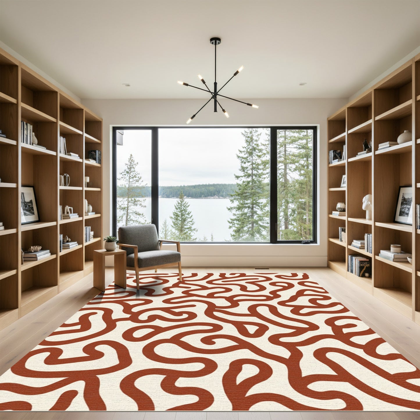 Terracotta Swirl Organic Labyrinth Textile Rug