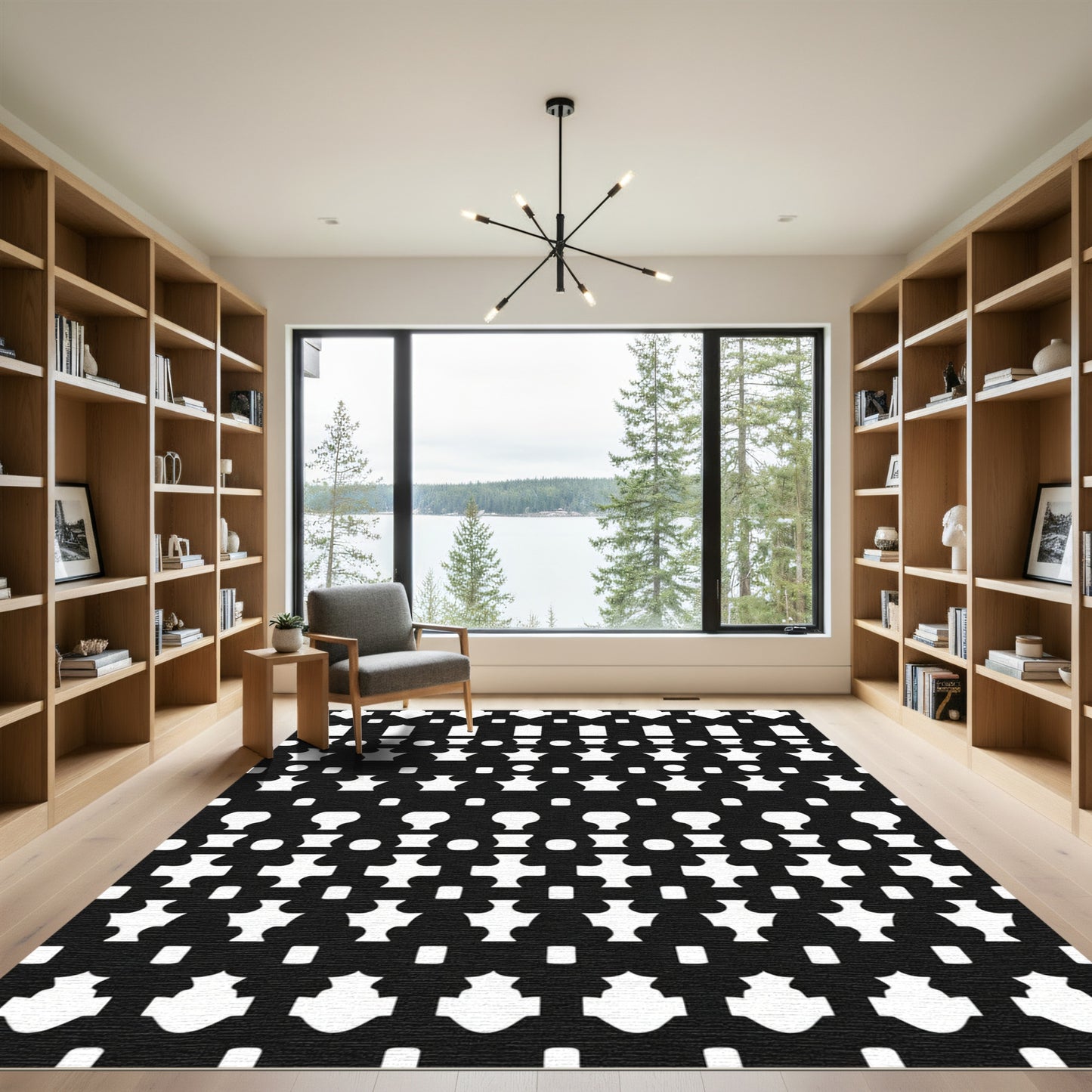 Black And White Geometric Tessellation Rug