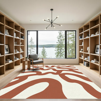 Abstract Terra-cotta Organic Flow Rug