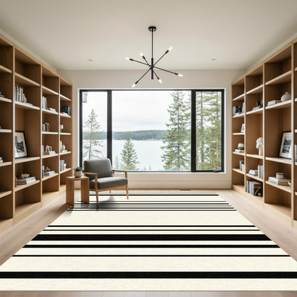 Cream and Black Striped Harmony Rug