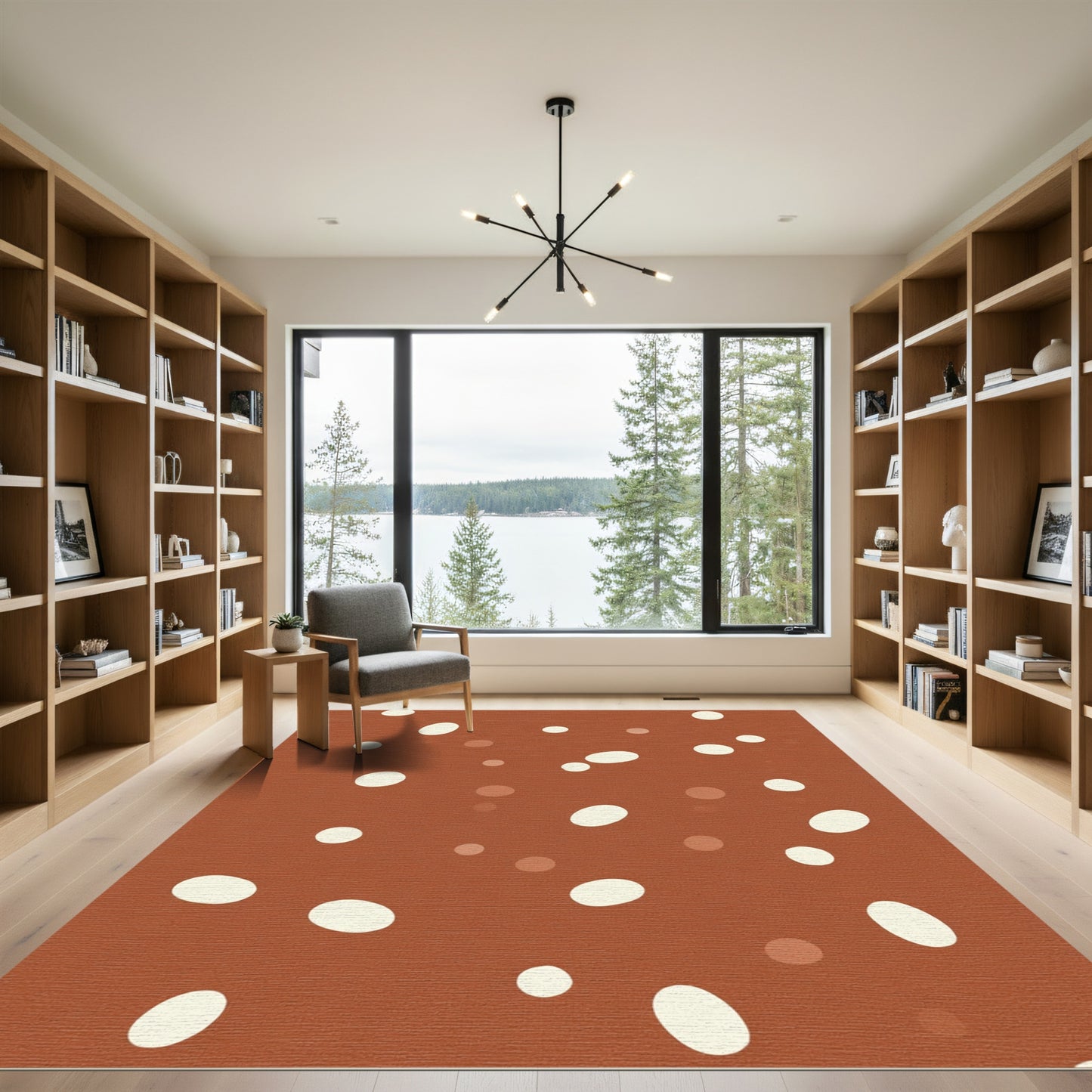 Terracotta Cream Speckled Oval Rug