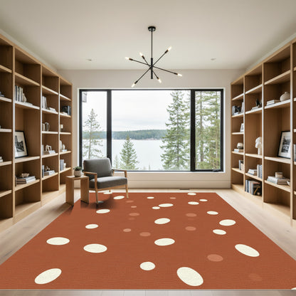 Terracotta Cream Speckled Oval Rug