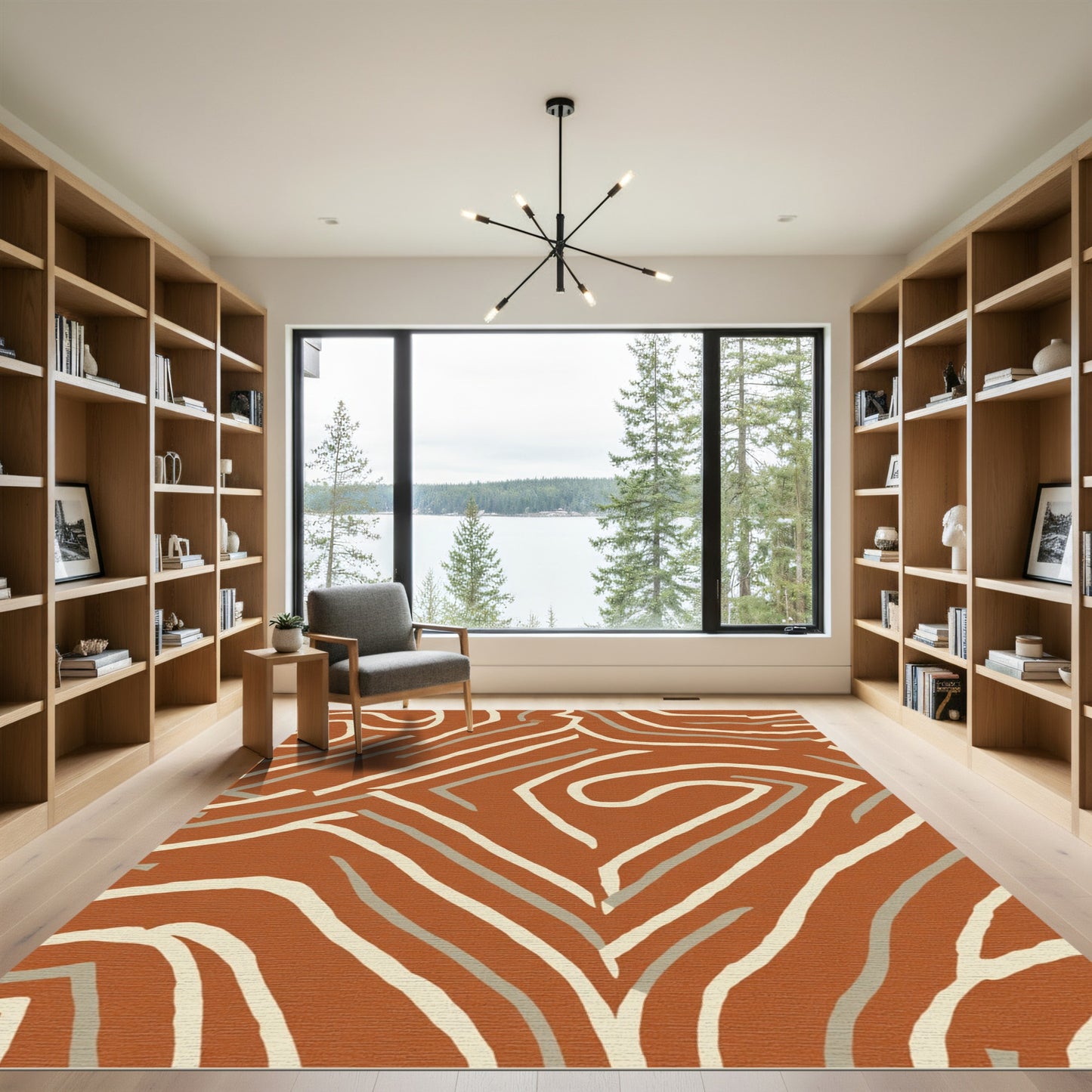 Terracotta Organic Stripe Abstraction Rug