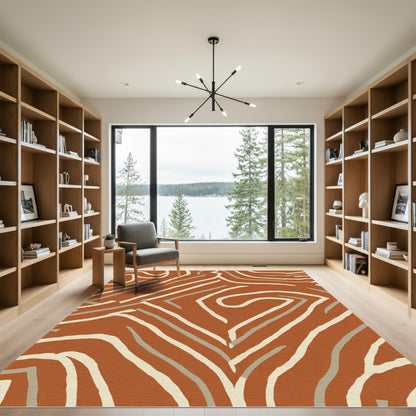 Terracotta Organic Stripe Abstraction Rug