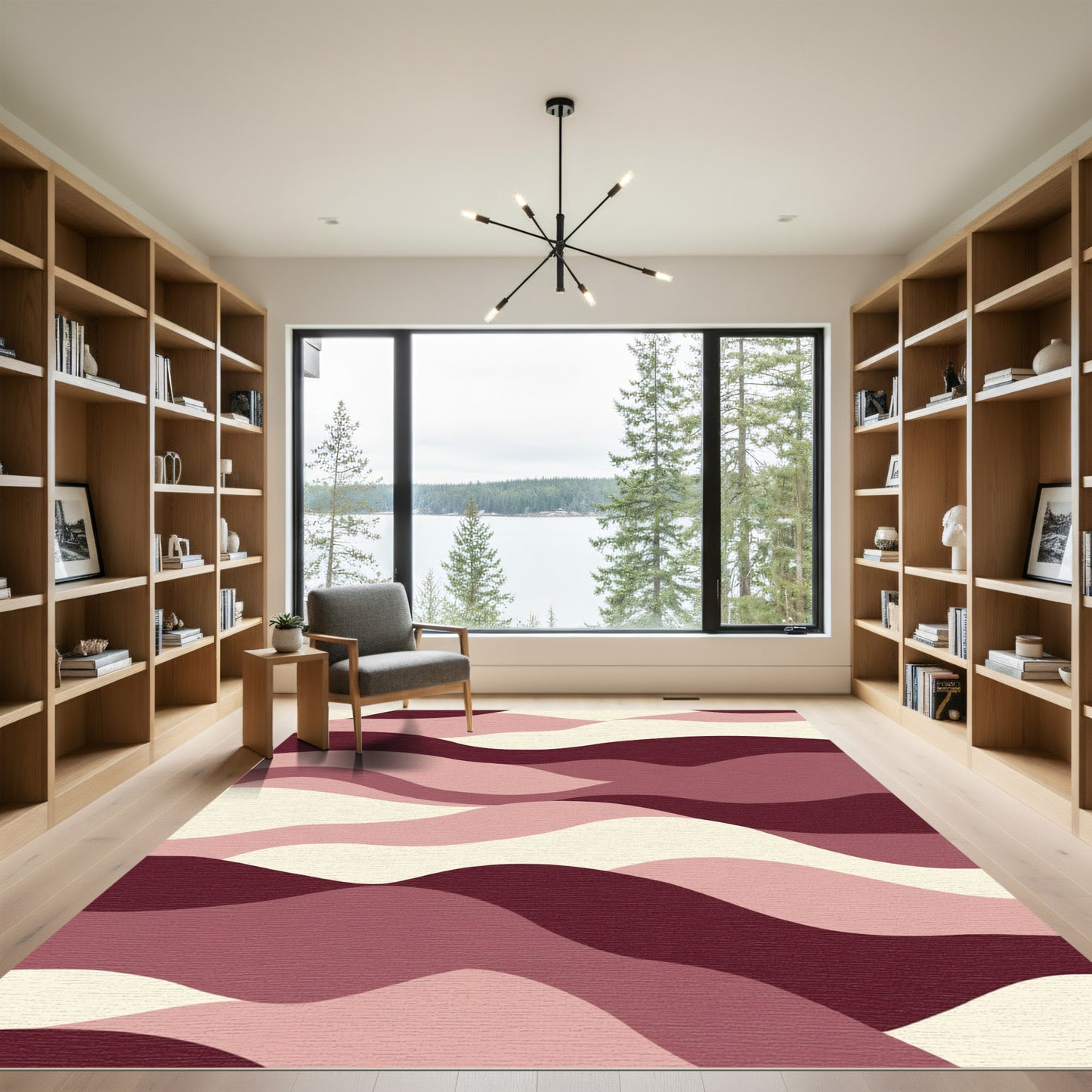 Burgundy Muted Waves Rug