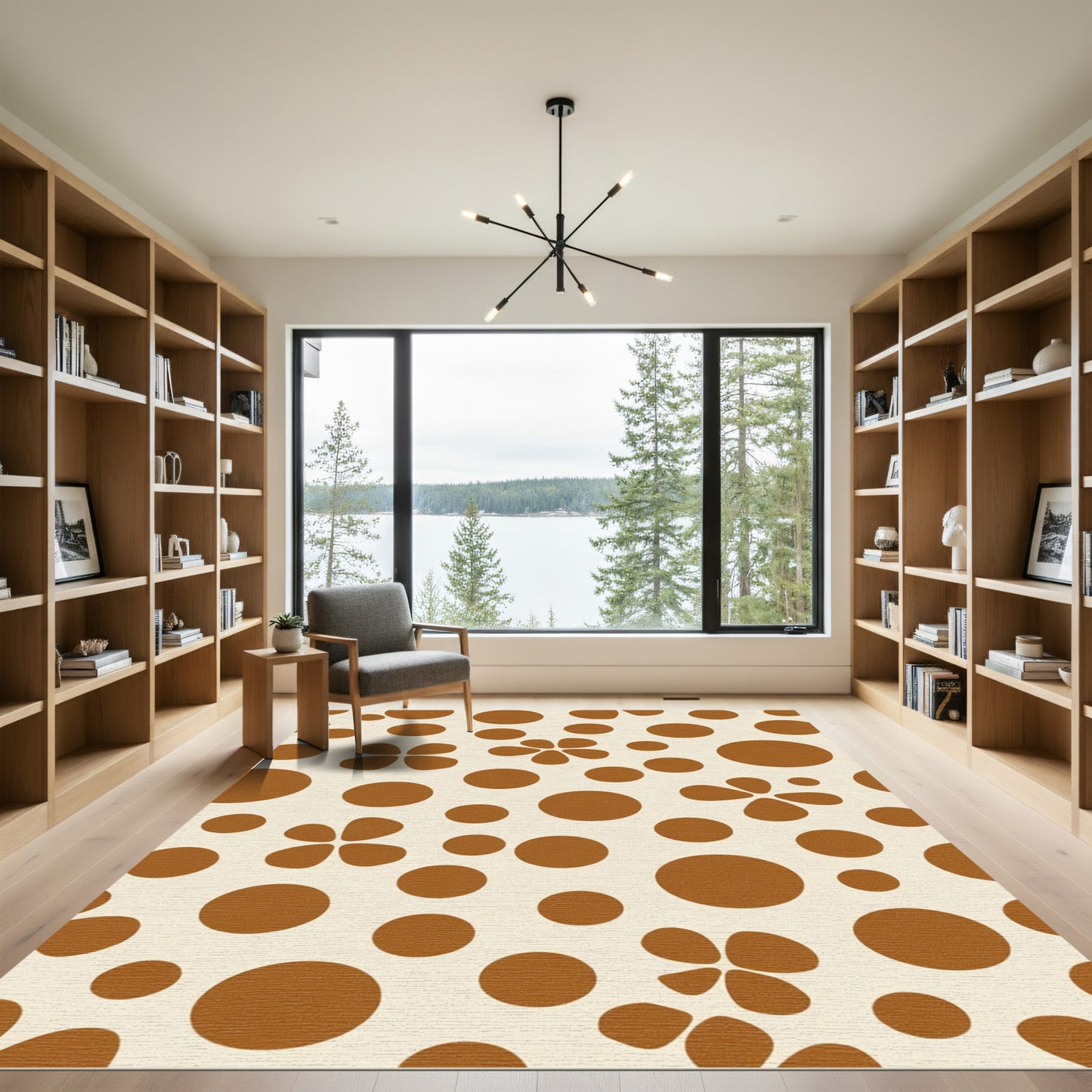 Retro Brown Dot Flower Composition Rug