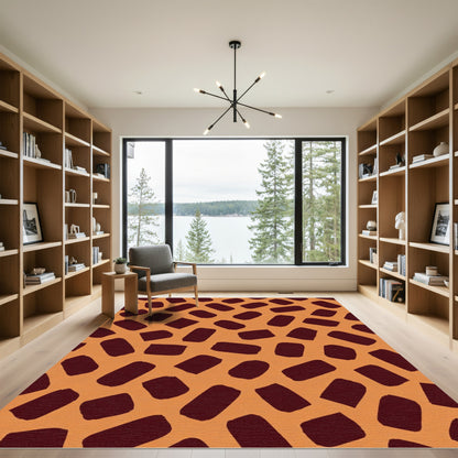 Orange Brown Abstract Brush Stroke Rug