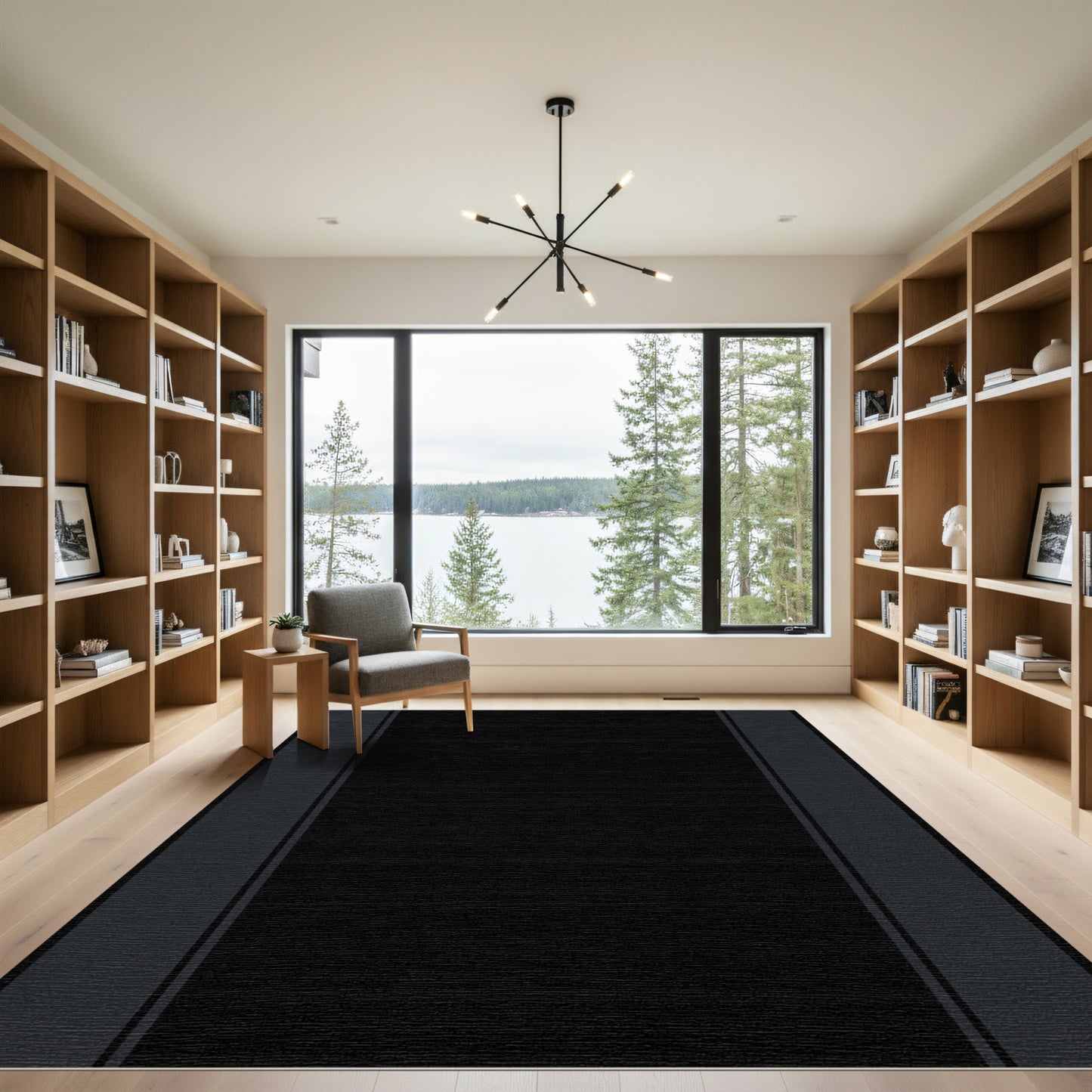 Abstract Gray White Geometric Lattice Rug