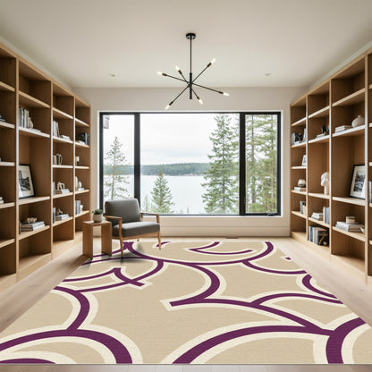 Amethyst Cream Interlocking Curves Rug