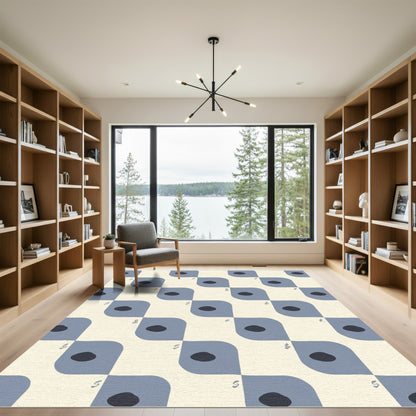 Navy Dot Square Tile Rug