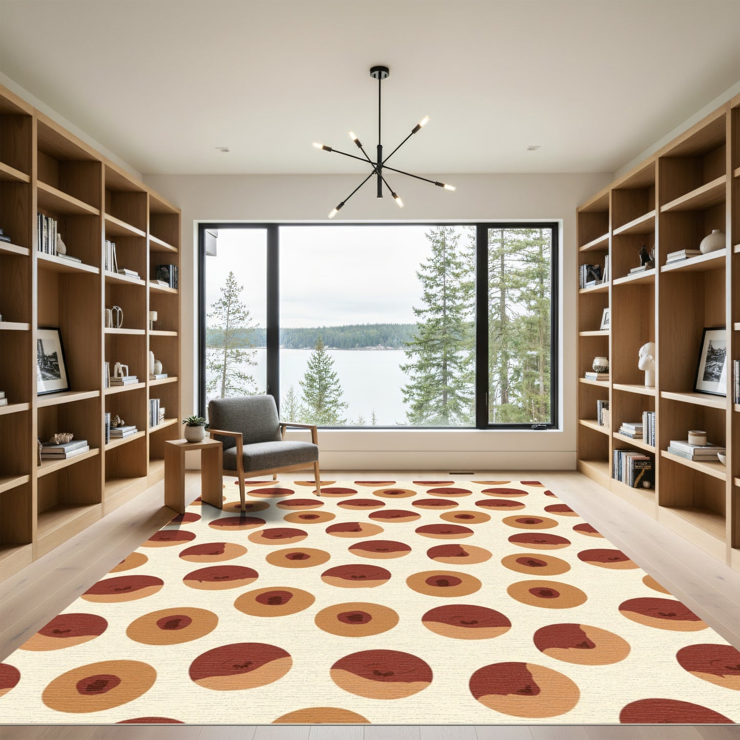Brown Circles Abstract Repeating Pattern Rug