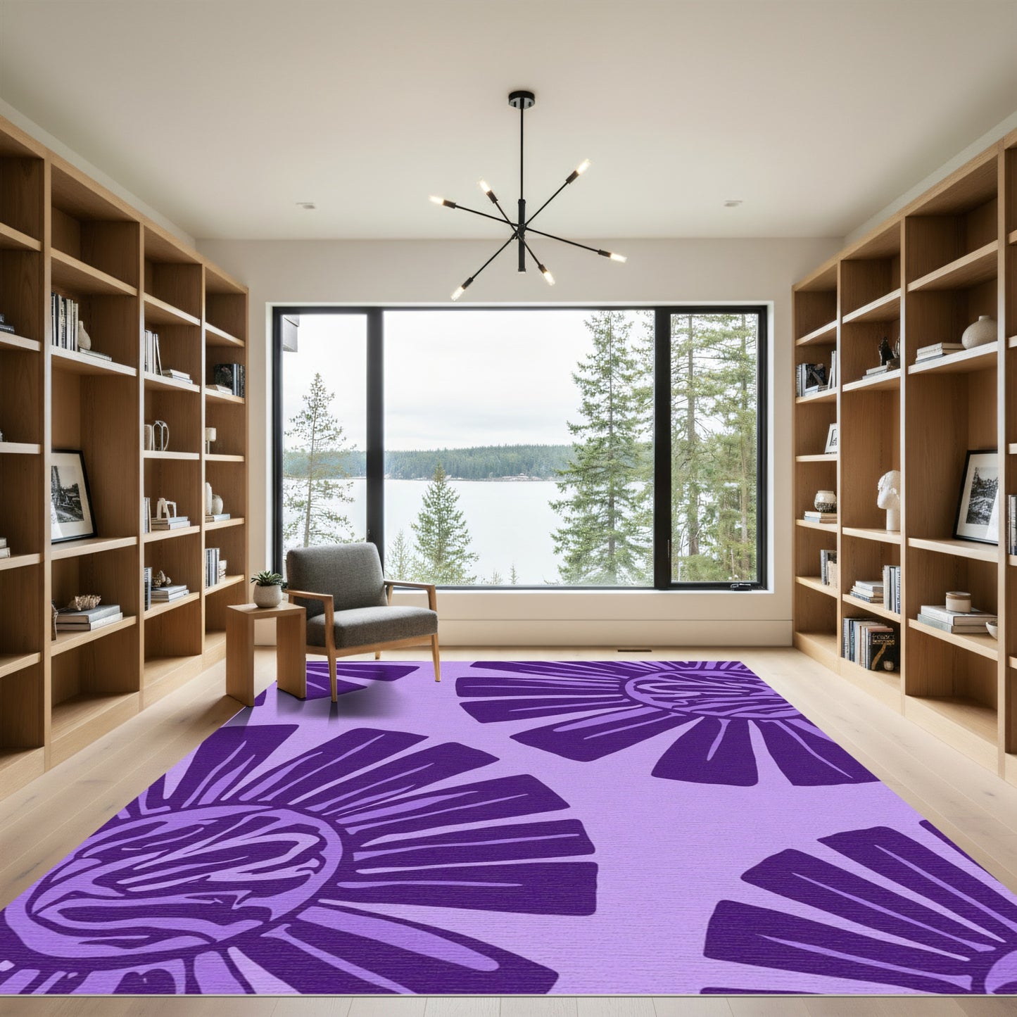 Vibrant Purple Sunburst Bloom Rug