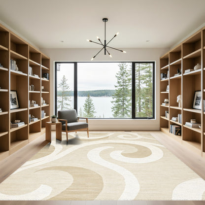 Beige Swirling Curl Rug