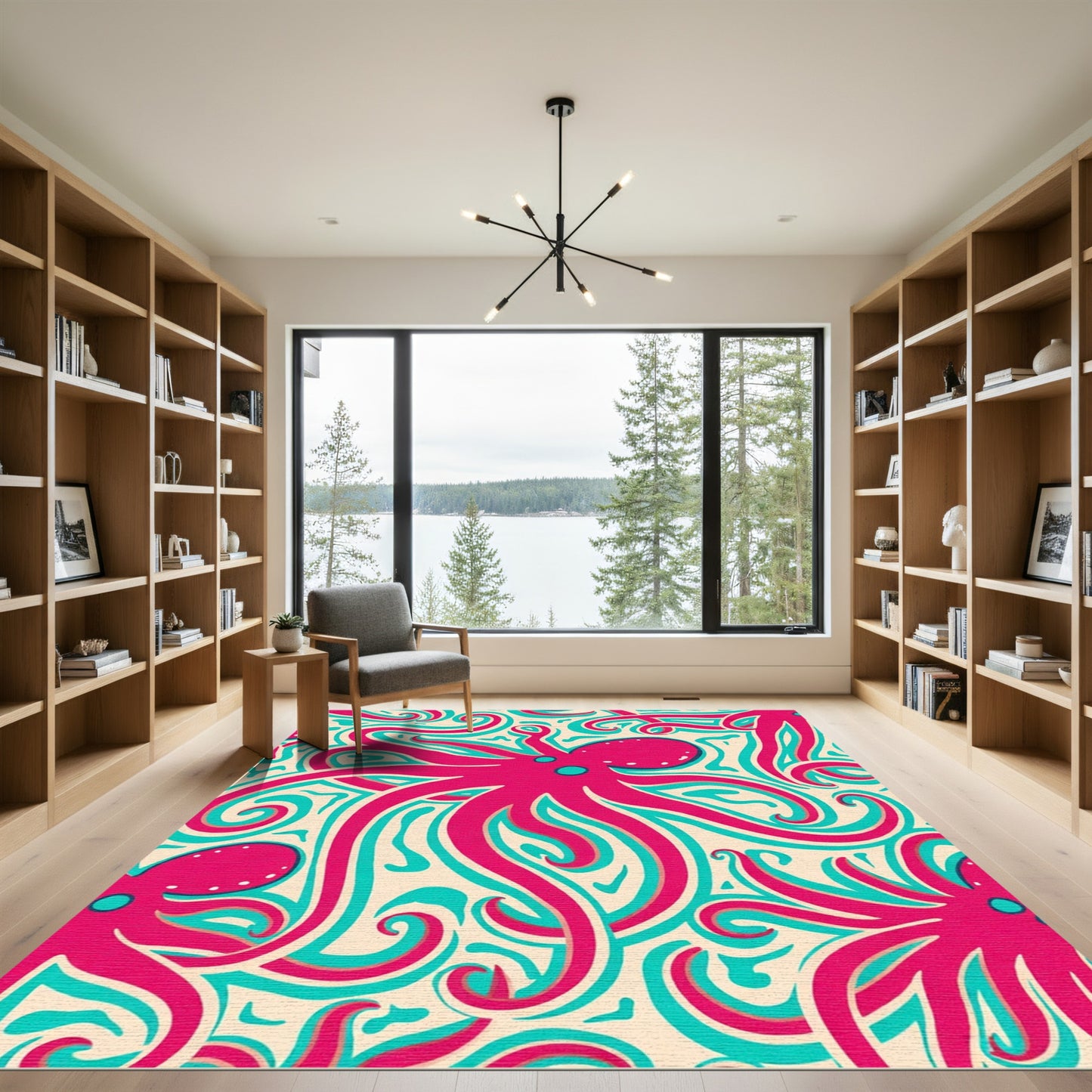 Whimsical Pink Octopus Swirl Rug