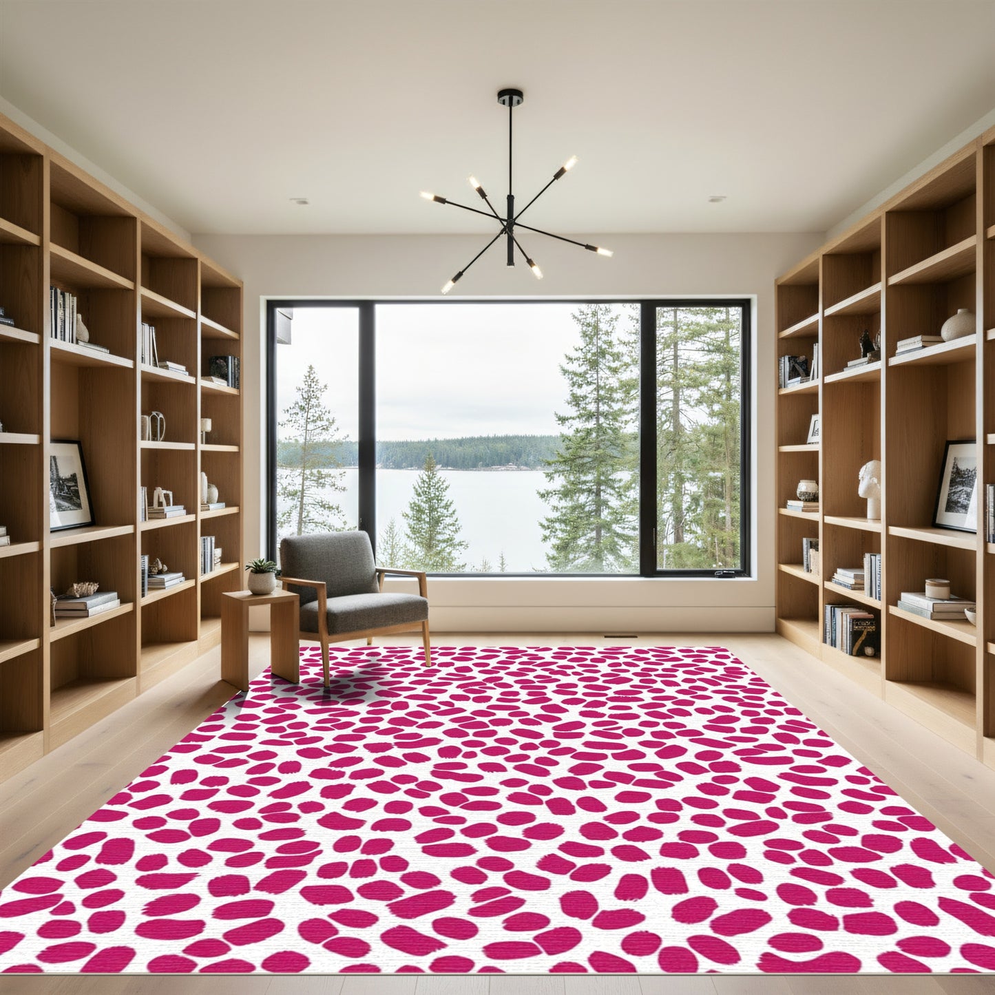 Vibrant Magenta Irregular Spots Rug