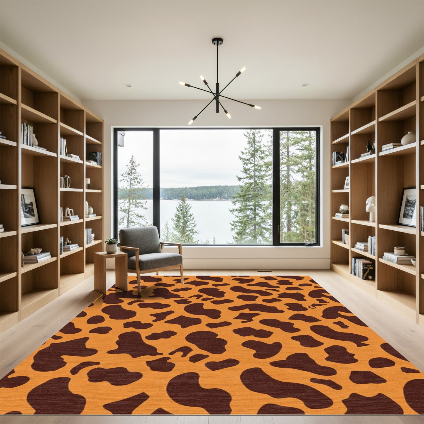 Brown Spots Orange Background Rug