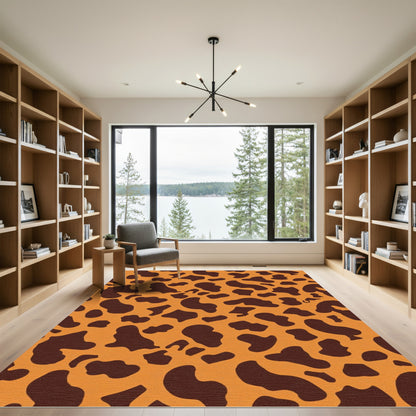 Brown Spots Orange Background Rug