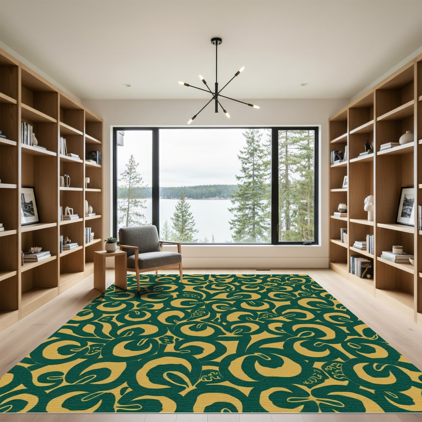 Emerald Swirls Tan Abstract Rug