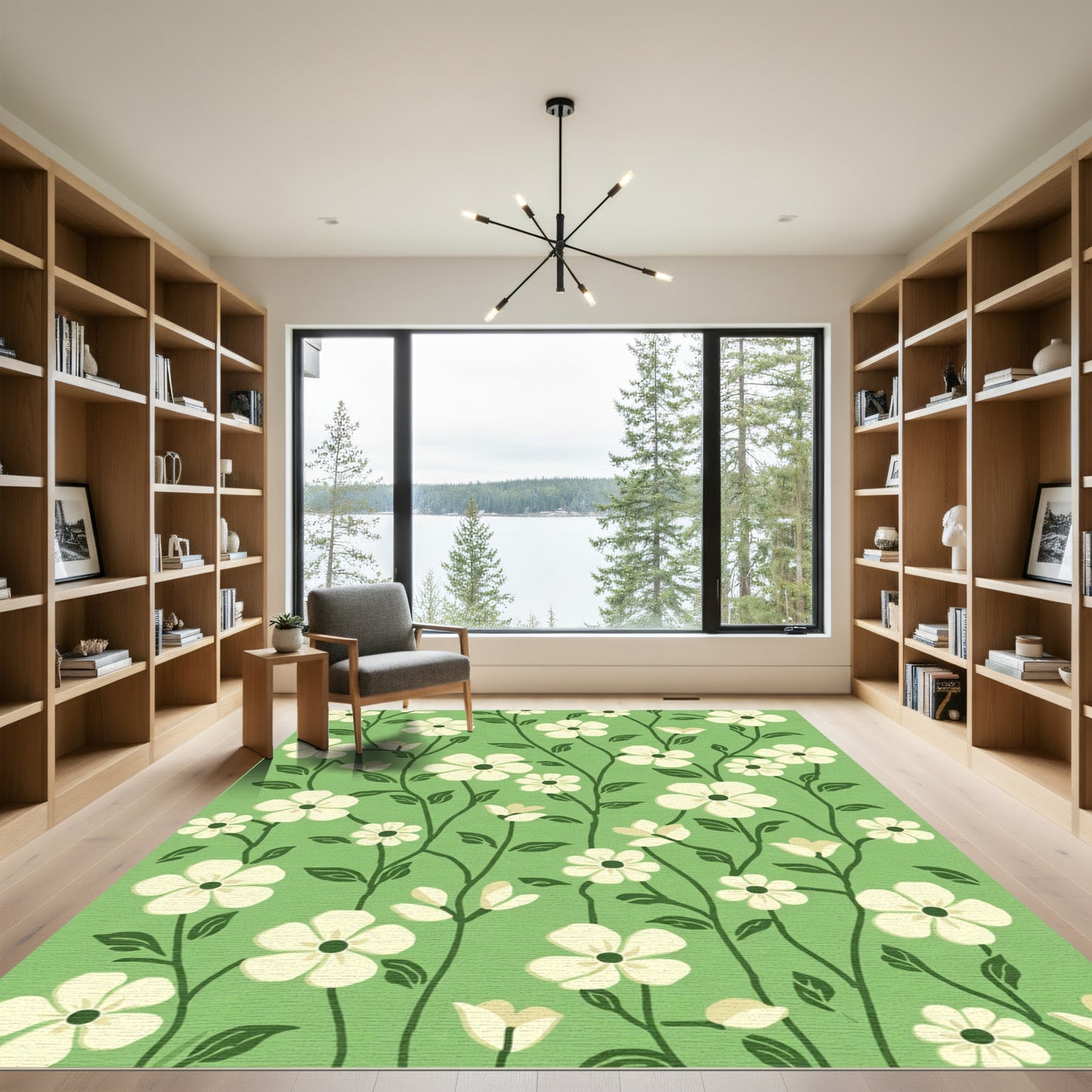 Ivory Blossom Vine Fern Rug