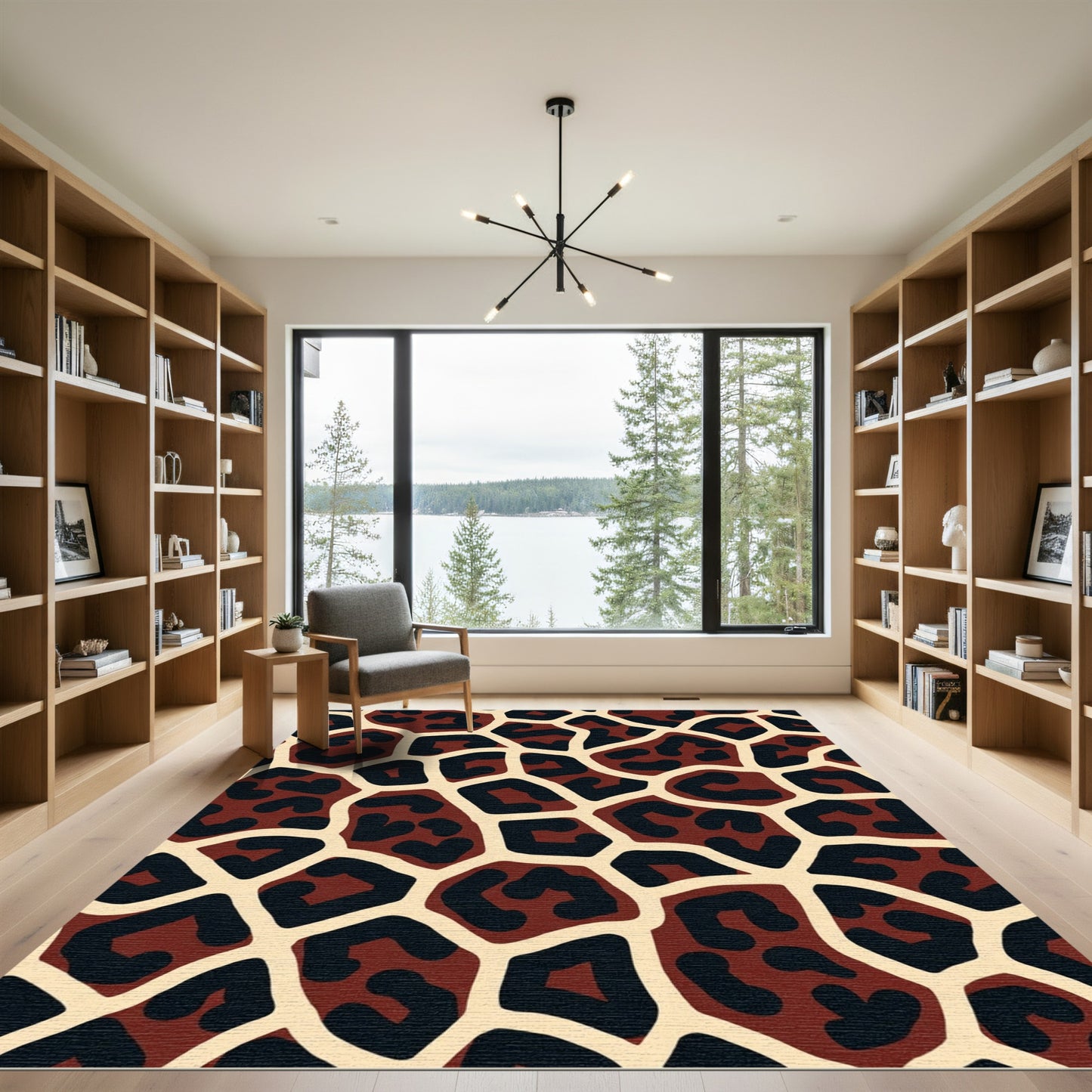Bold Giraffe Print Ochre Rug