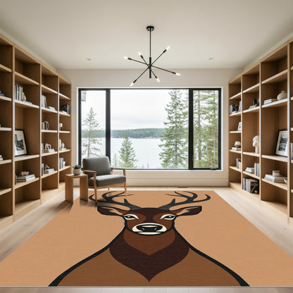 Rustic Brown Deer Portrait Rug