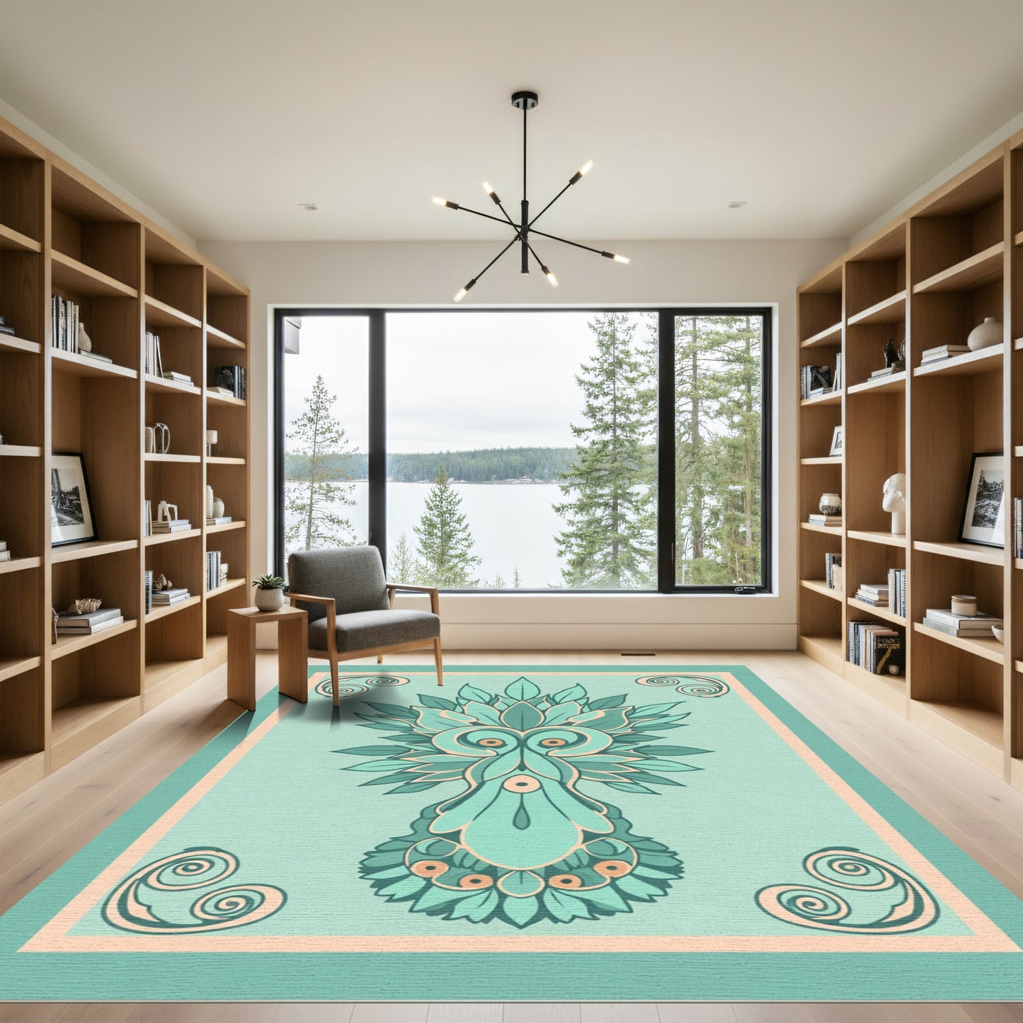 Mint Green Face Scrollwork Rug