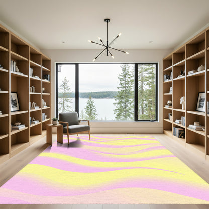 Pink Yellow Wavy Gradient Rug