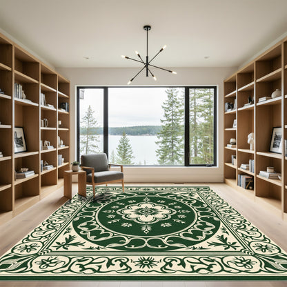 Emerald Ivory Floral Medallion Rug