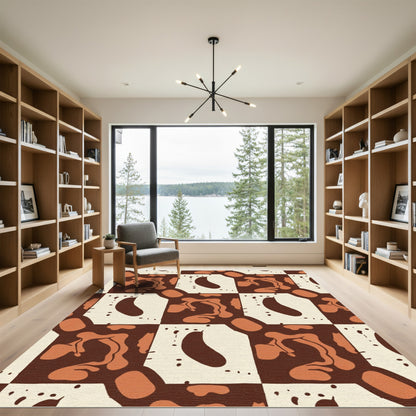Chocolate Cream Organic Grid Rug