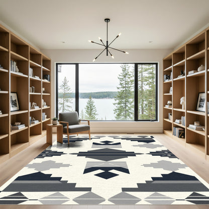 Geometric Tribal Diamond Indigo Rug
