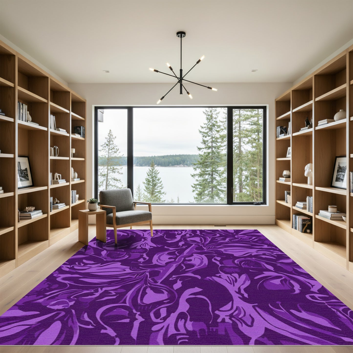 Deep Amethyst Floral Abstract Rug