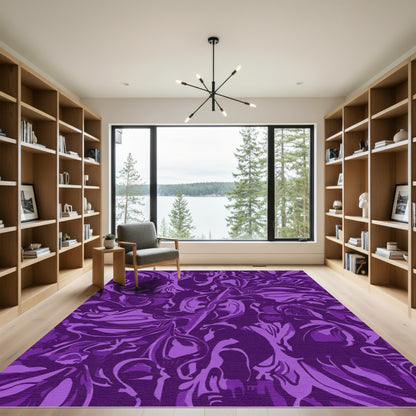 Deep Amethyst Floral Abstract Rug