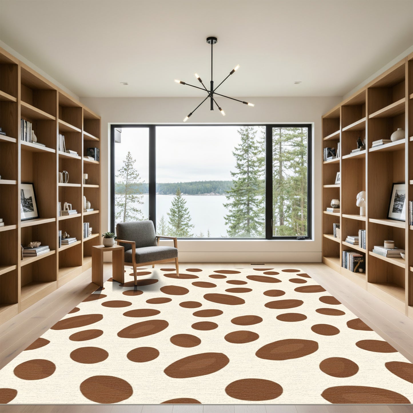Brown Oval Spotty Composition Rug
