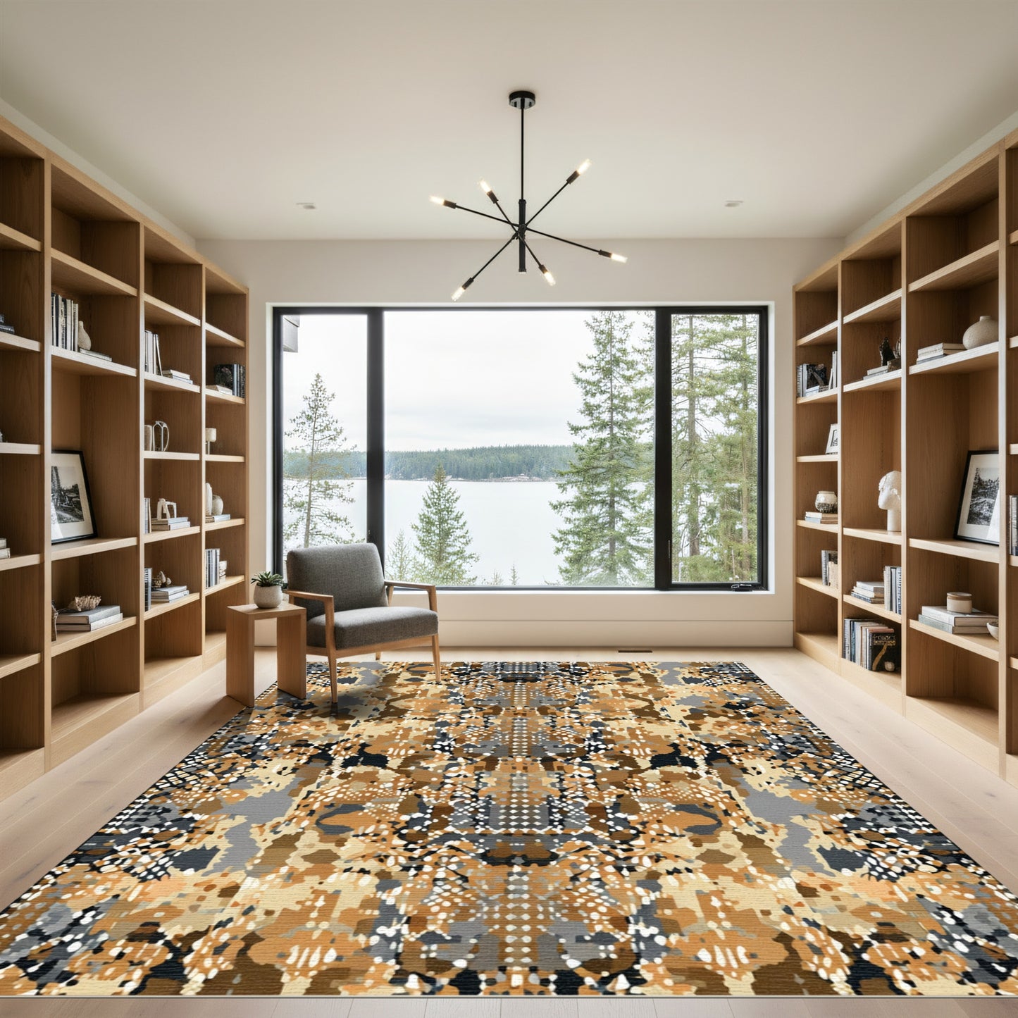Earthy Camouflage Pixelated Abstract Rug