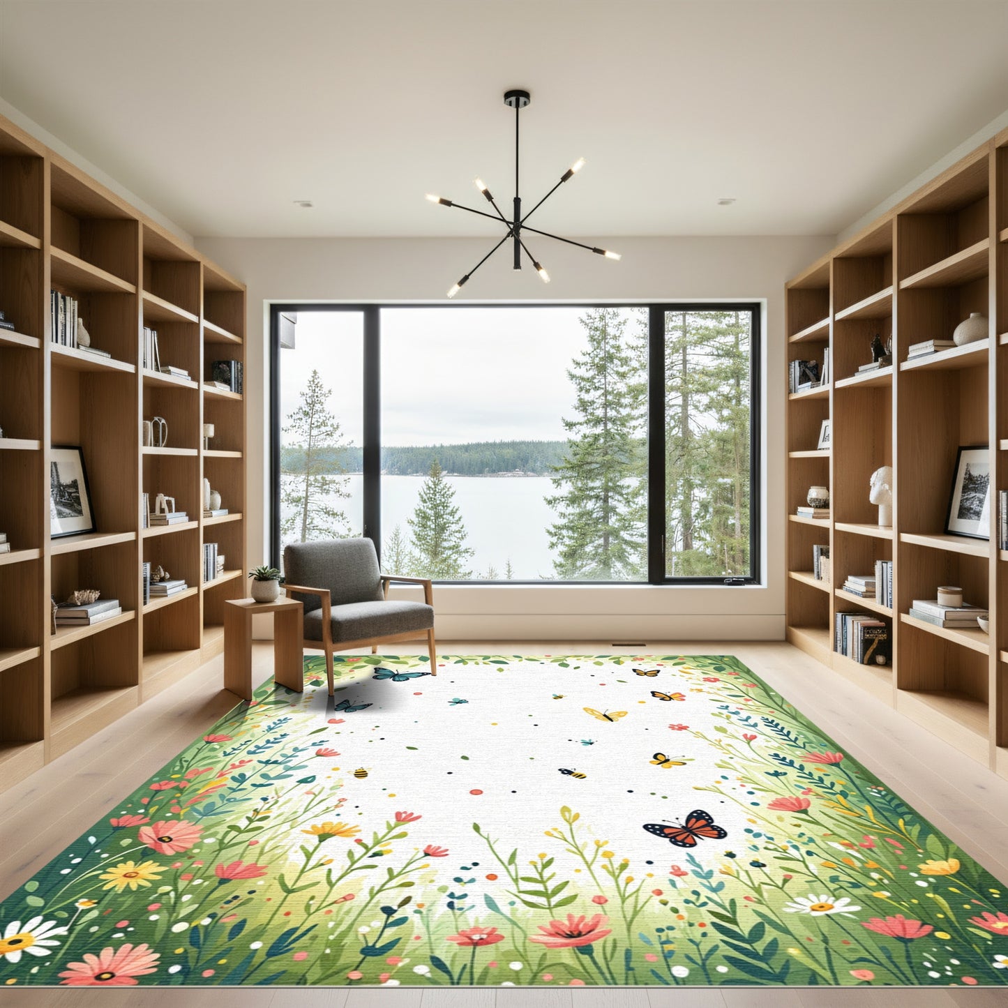 Whimsical Butterfly Garden Meadow Rug