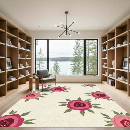 Crimson Pink Floral Collection Rug