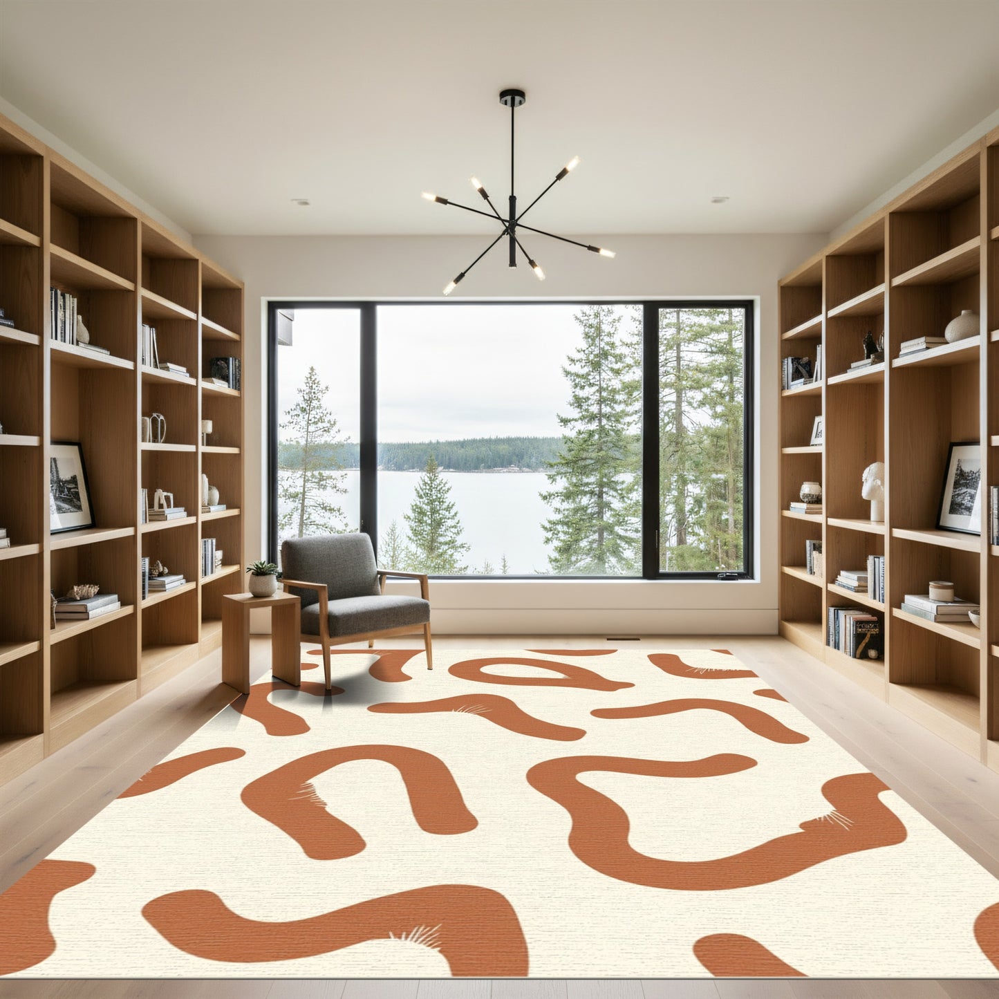 Earth Tone Abstract Curve Composition Rug