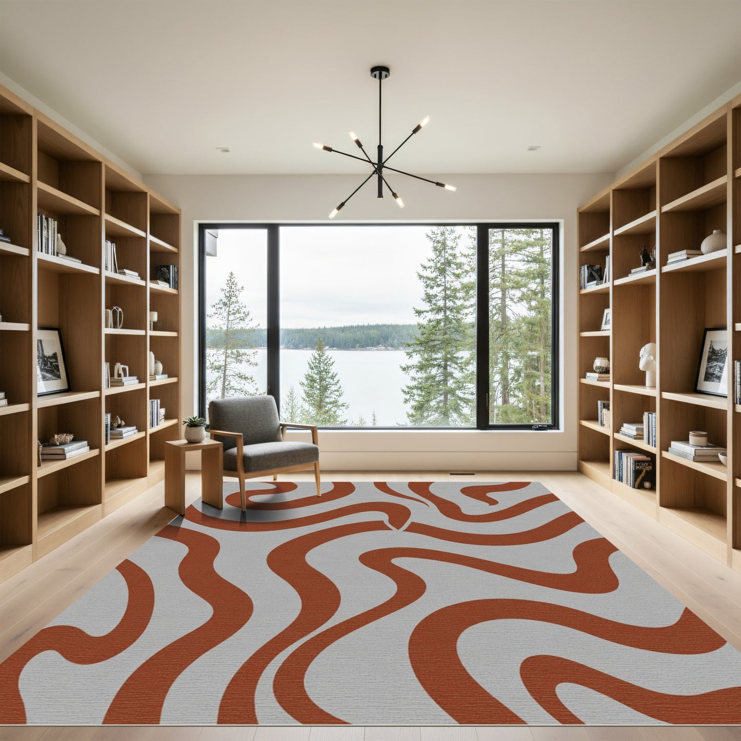 Terracotta Swirl Abstract Flow Rug