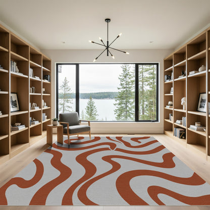 Terracotta Swirl Abstract Flow Rug