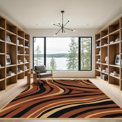 Earthy Tones Abstract Swirl Rug