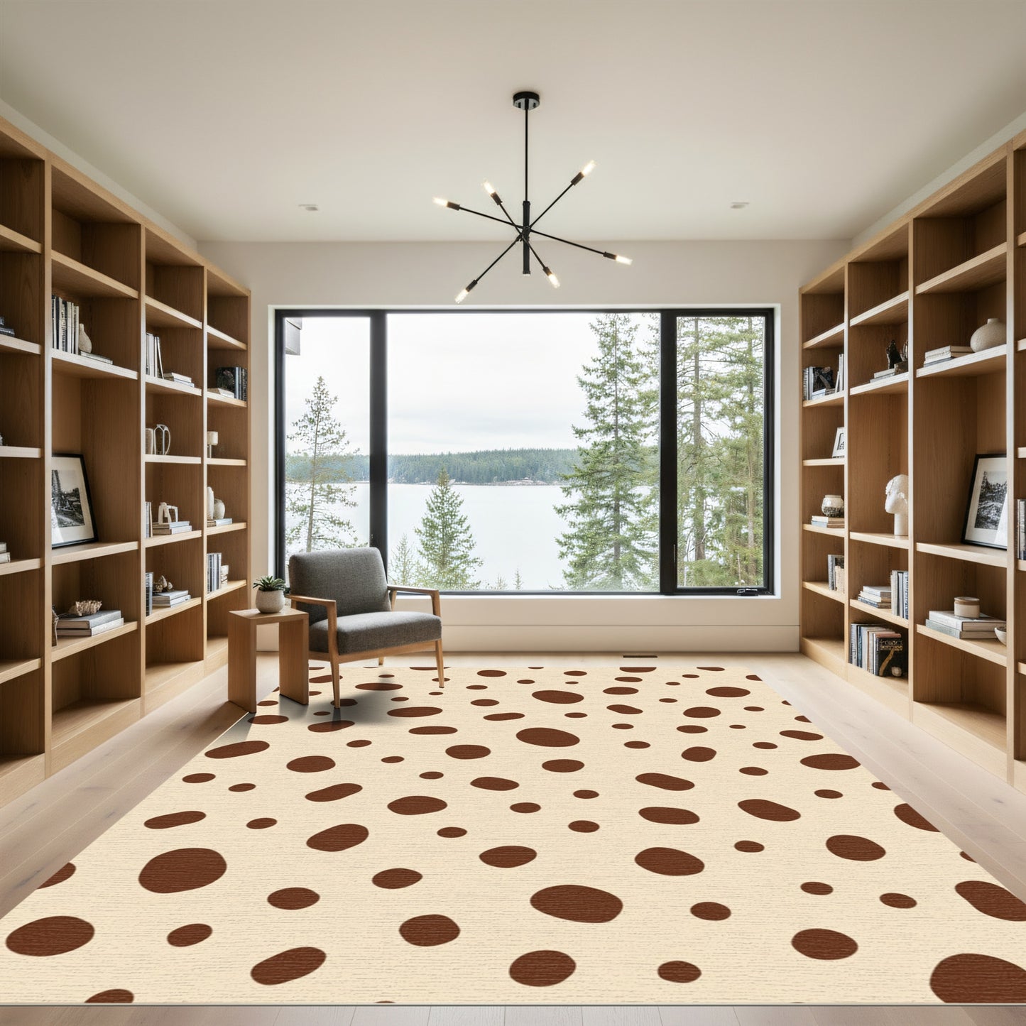 Creamy Beige Brown Spotted Rug
