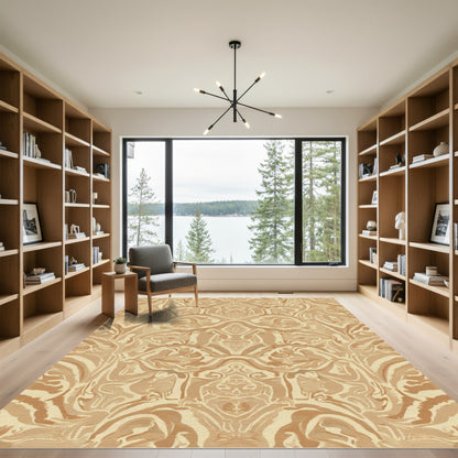 Earthy Tones Ornate Scroll Barocco Rug