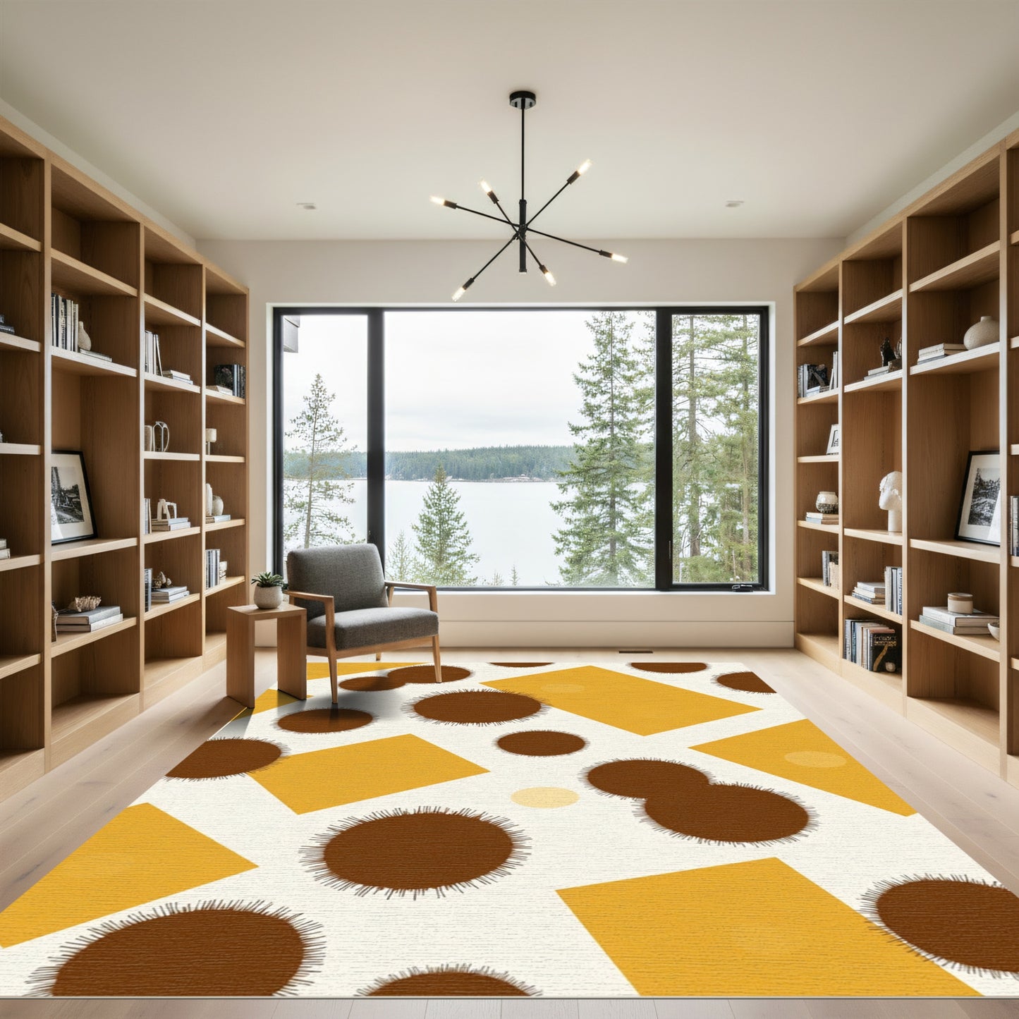 Brown Ochre Geo Burst Rug
