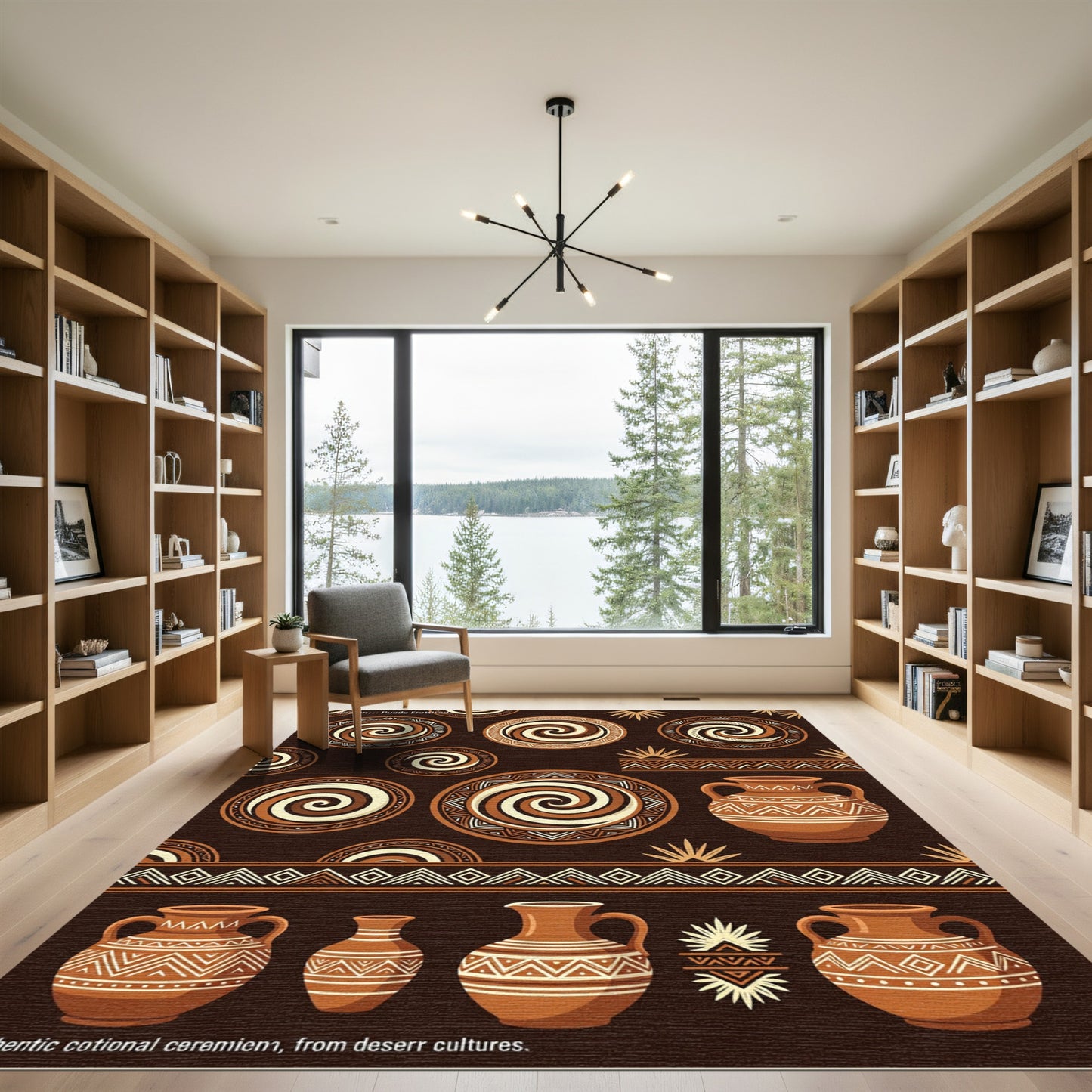 Earthy Swirl and Jar Tribal Rug