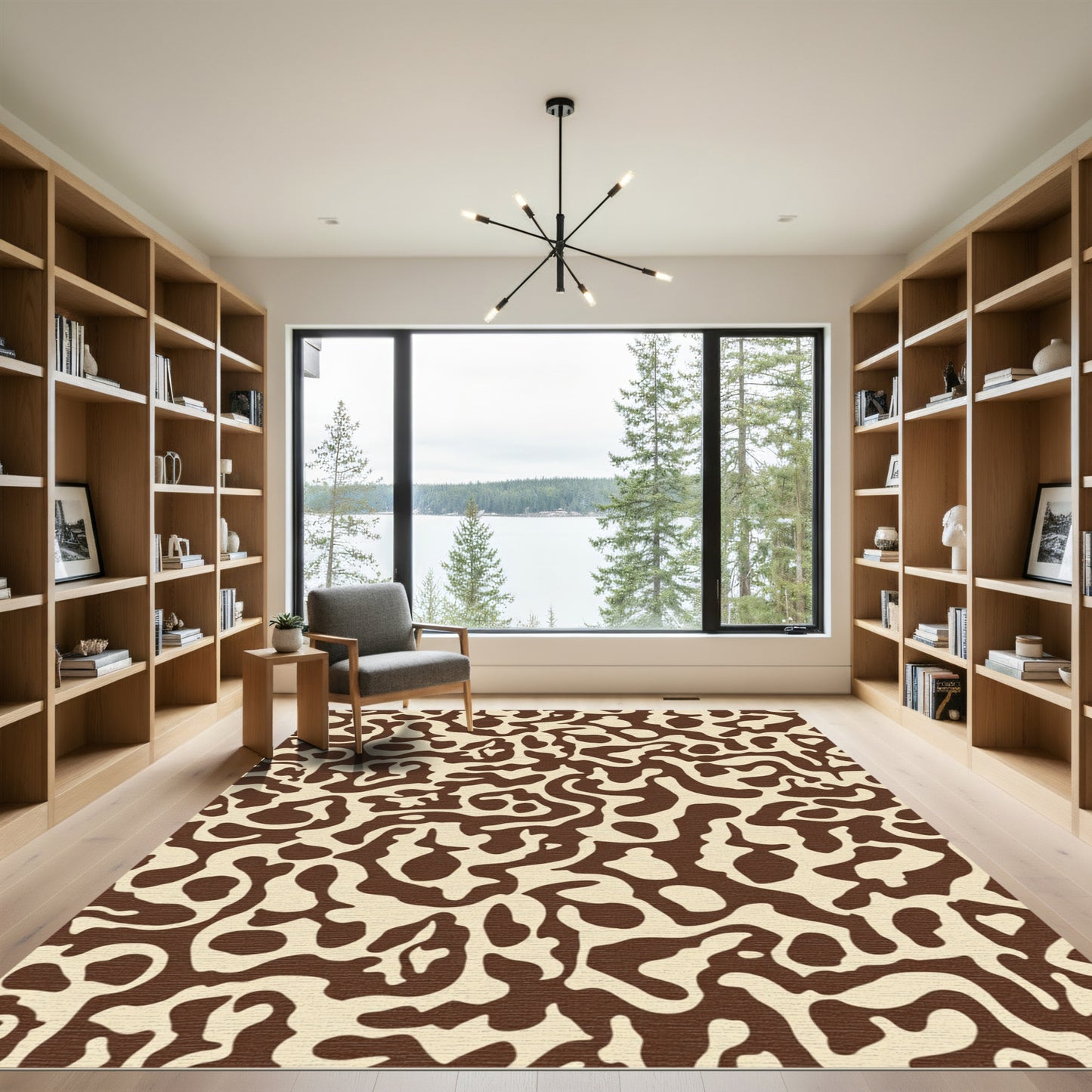 Brown Cream Organic Flow Rug