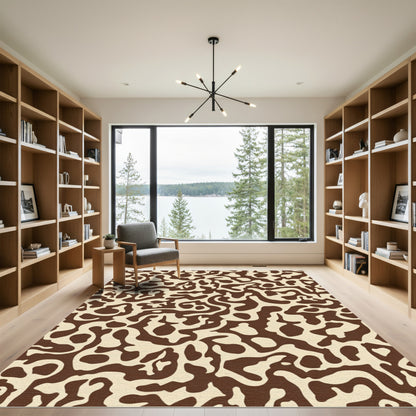 Brown Cream Organic Flow Rug