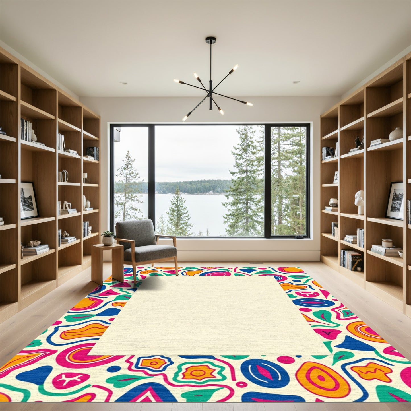 Vibrant Retro Abstract Shapes Rug