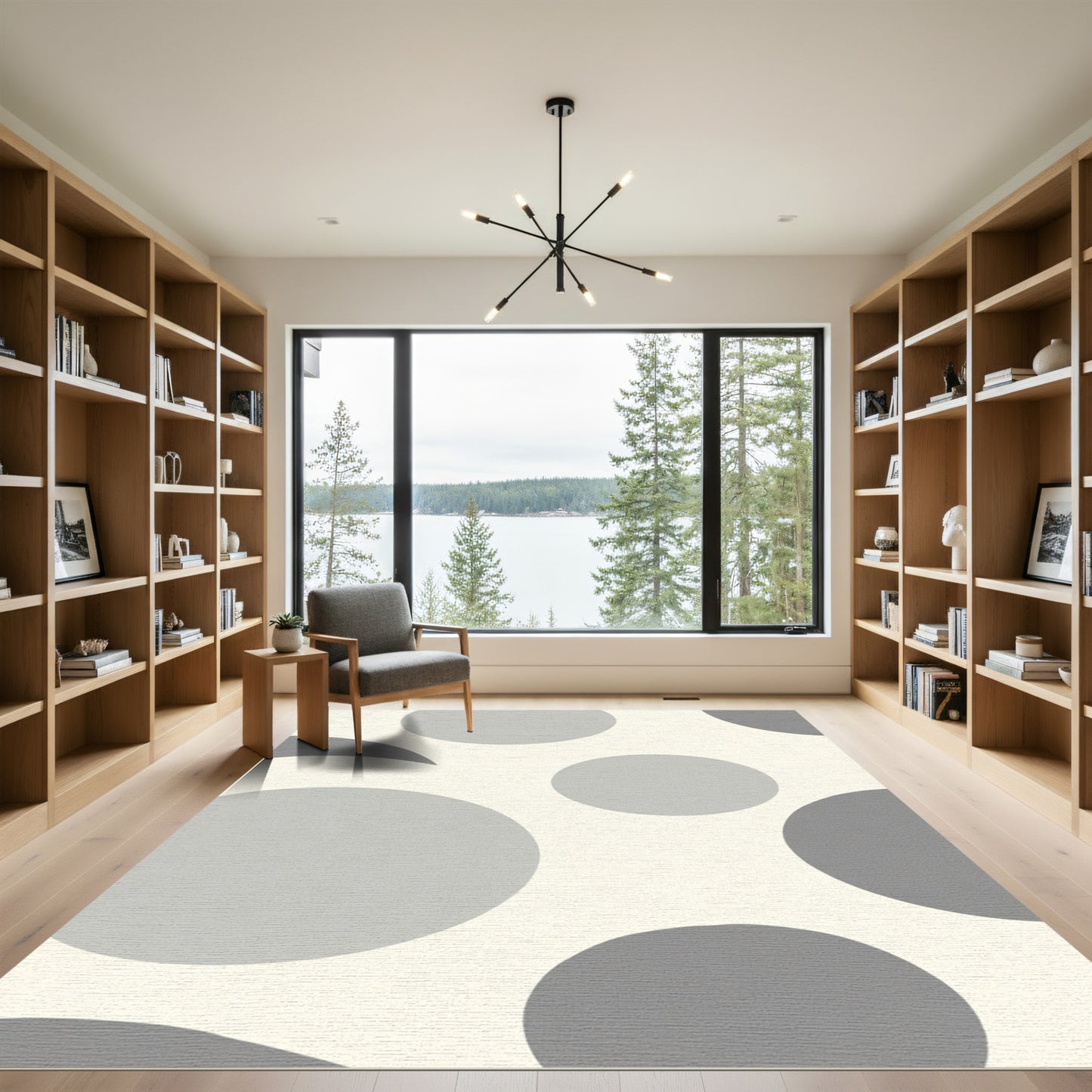 Modern Gray Circle Composition Rug
