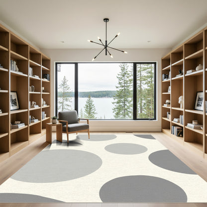 Modern Gray Circle Composition Rug