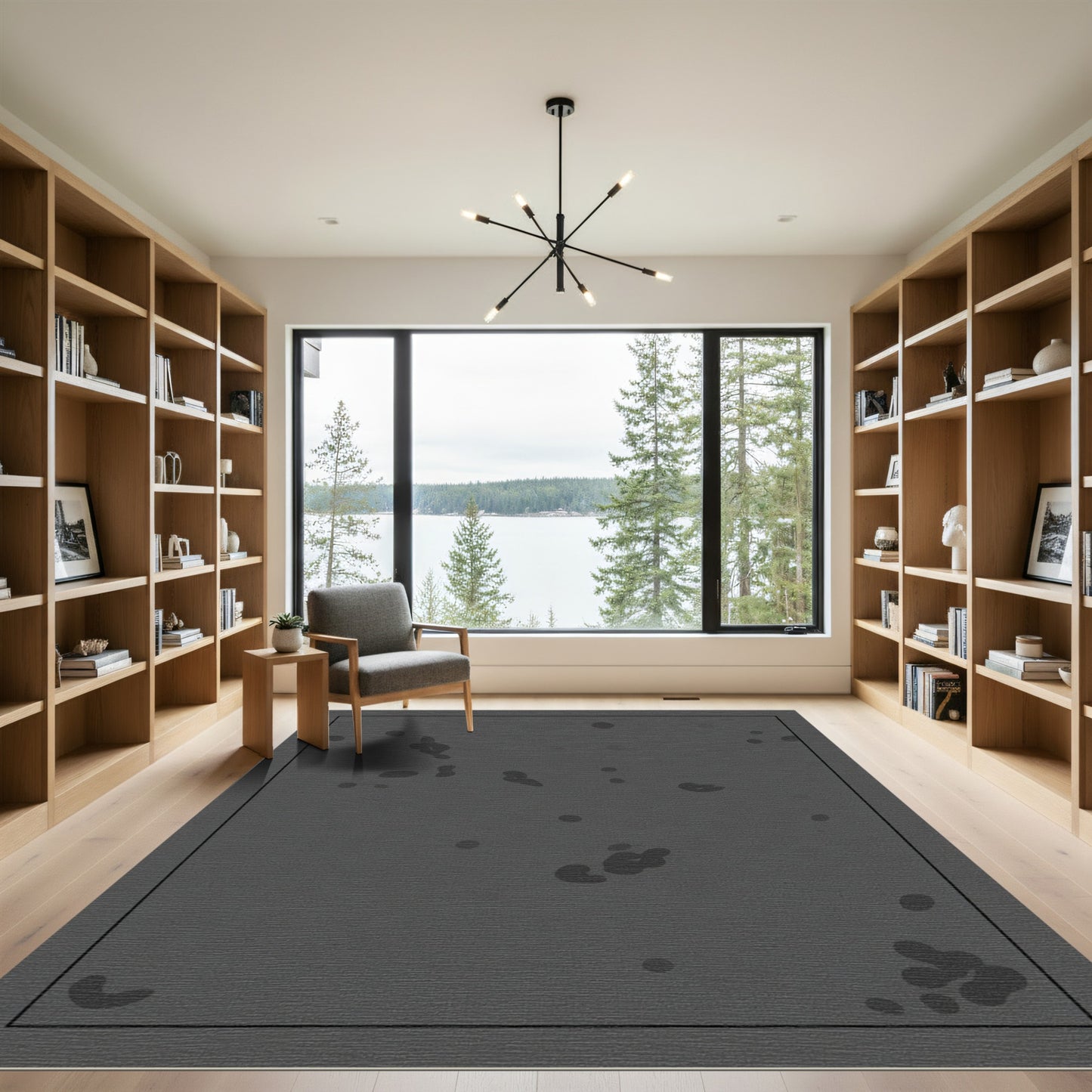 Dark Gray Abstract Blobs Rug
